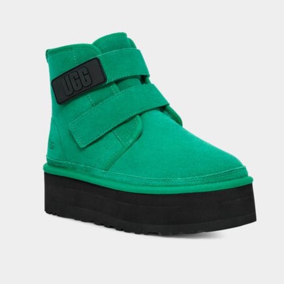 🆕UGG SIZE10 EMERALD GREEN NEUMEL PLATFORM BOOT KELLY GREEN STRAP BLACK PLATFORM - Picture 8 of 9